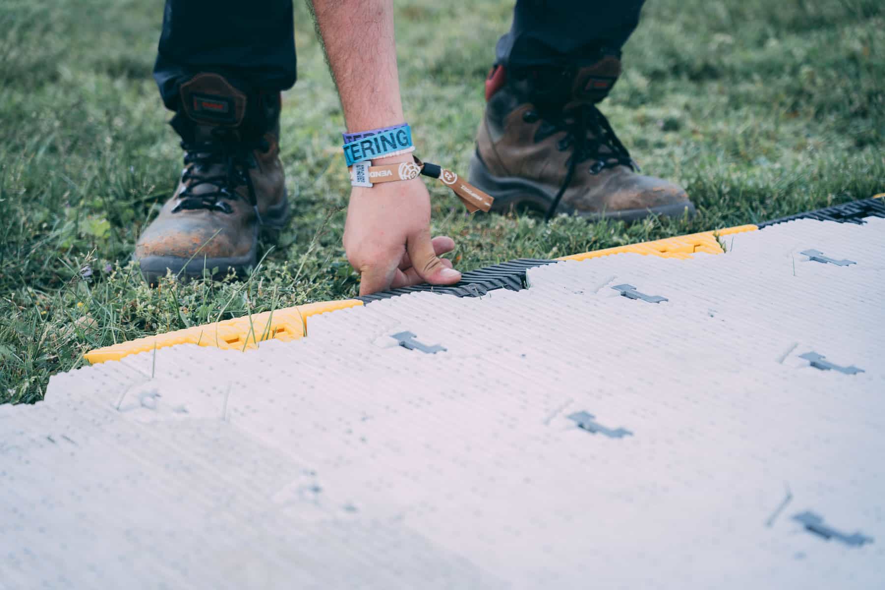 Terraplas panels being installed for an event build